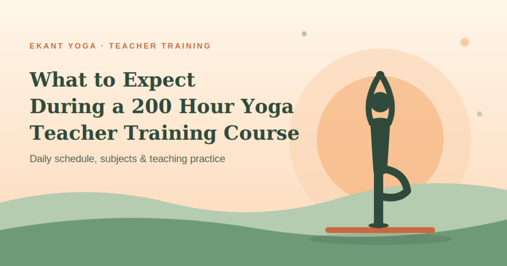 Students practising during a 200 hour yoga teacher training course