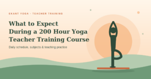 Students practising during a 200 hour yoga teacher training course